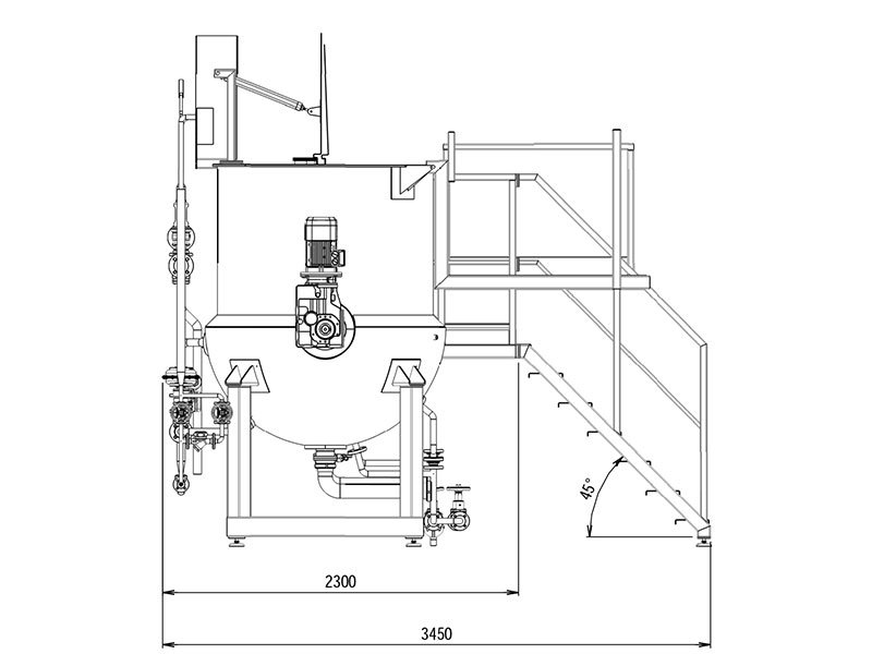 cooking kettle technical drawing 2