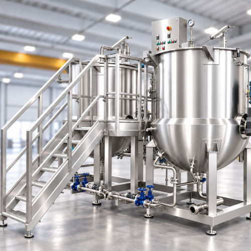 cucina industriale con 2 recipienti dotati di certificazione PED