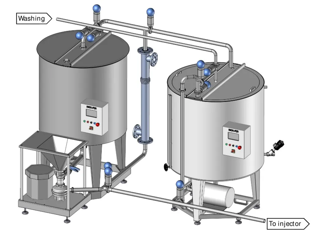 Render 3D di un impianto industriale progettato da INOX-FER